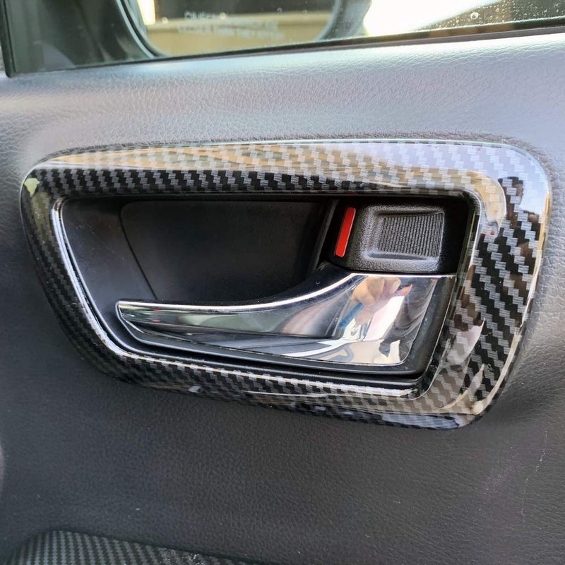 JSTOTRIM Carbon Fiber Look Interior Door Handle Panel Cover Trim for Toyota Tacoma 2016-2023 - Image 3
